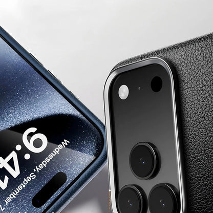 Capa magnética forte de couro laranja para iphone 17 pro max air com botões ai carregamento sem fio capa de proteção de câmera de metal