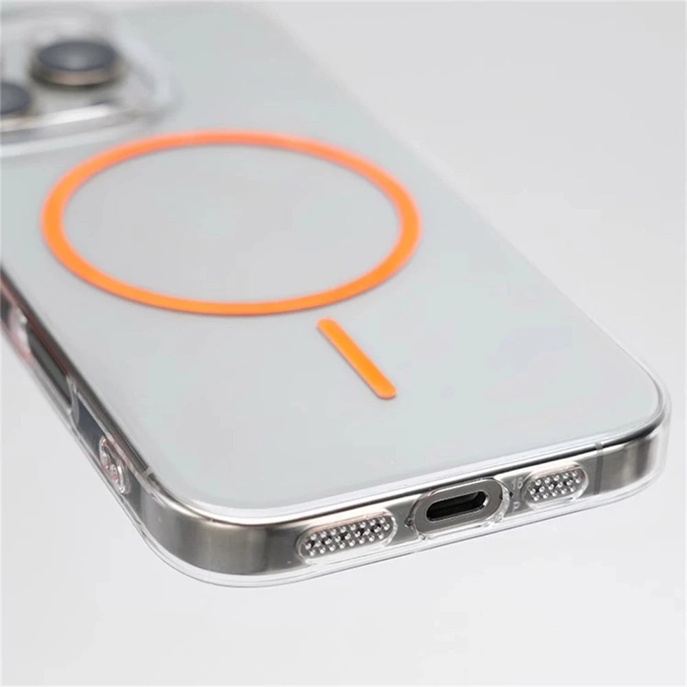Ultra fino transparente hd simples caso duro para iphone 16 15 pro max 14 13 12 para magsafe magnético carga sem fio capa clara