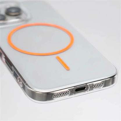 Ultra fino transparente hd simples caso duro para iphone 16 15 pro max 14 13 12 para magsafe magnético carga sem fio capa clara