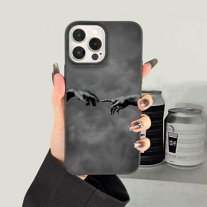 Mão Criativa de Mãos Dadas Padrão, Impressão UV Capa de Telefone Macia Proteção Completa de 360 Graus Capa de Telefone para Iphone 16 11 12 13 14 Pro Max 15 XR X/ XS 7 8 Plus SE Mini