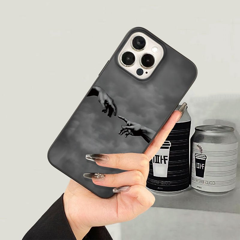 Mão Criativa de Mãos Dadas Padrão, Impressão UV Capa de Telefone Macia Proteção Completa de 360 Graus Capa de Telefone para Iphone 16 11 12 13 14 Pro Max 15 XR X/ XS 7 8 Plus SE Mini