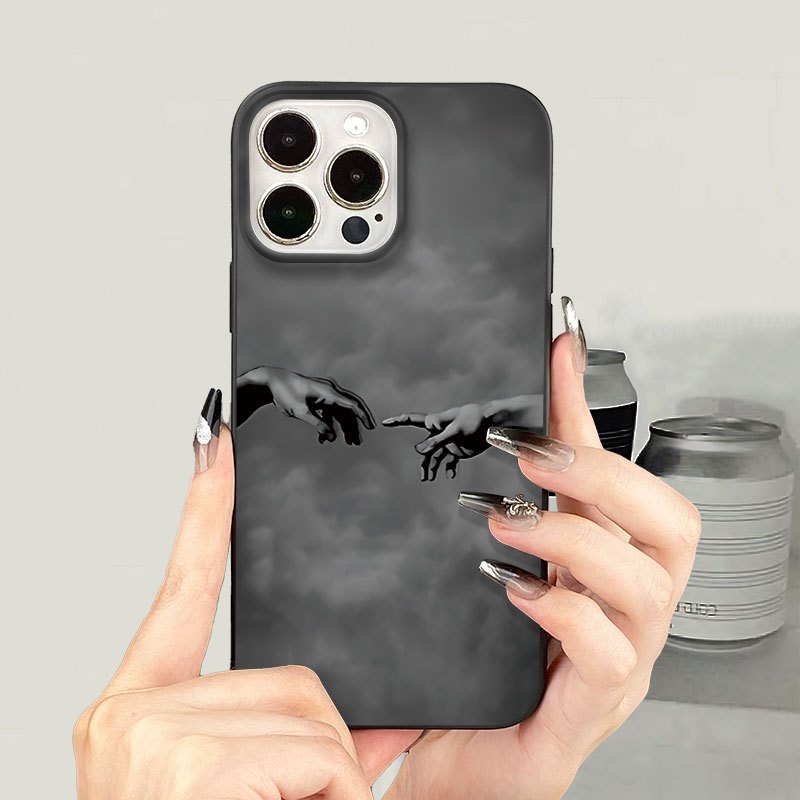 Mão Criativa de Mãos Dadas Padrão, Impressão UV Capa de Telefone Macia Proteção Completa de 360 Graus Capa de Telefone para Iphone 16 11 12 13 14 Pro Max 15 XR X/ XS 7 8 Plus SE Mini